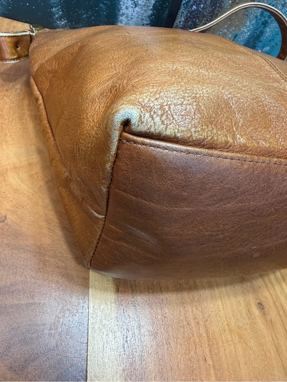 Boho Stone Mountain Vintage Y2K Distressed Tan Leather Bag - Picture 13 of 16